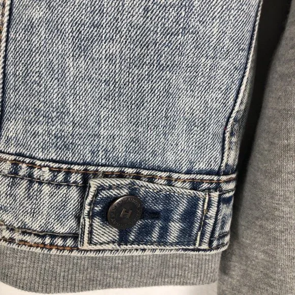 Highway Jeans Girls Denim Jacket Size S Hooded Sweatshirt Button Up Casual - Picture 15 of 15